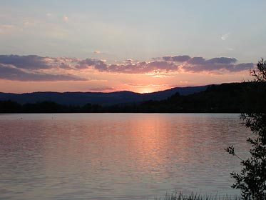 rybník Sedlec po západu slunce