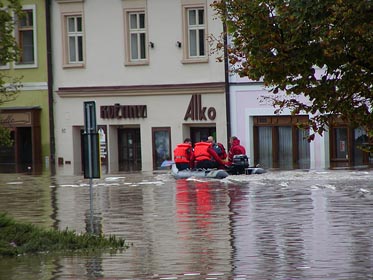 náměstí v Berouně při povodni