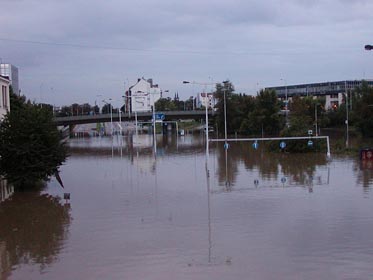 Argentinská ulice od mostu Barikádníků při povodni
