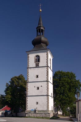 věž kostela ve Starém měste p. Landštejnem