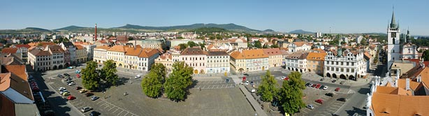 náměstí v Litoměřicích z věže Litoměřické radnice