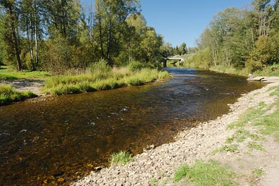 Teplá Vltava u Soumarského mostu