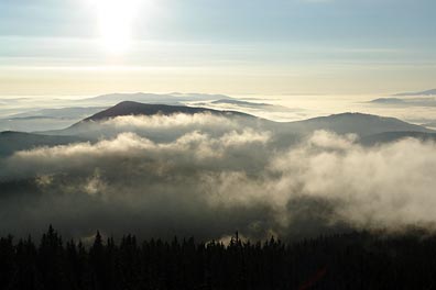 pohled na Bobik z Boubína, inverze