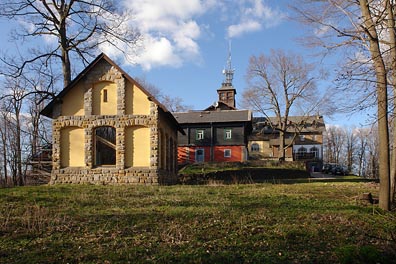 kaple, chaty, rozhledna na Grosser Winterbergu