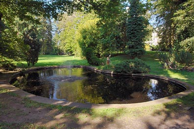 jezírko v parku v Konstantinových lázních