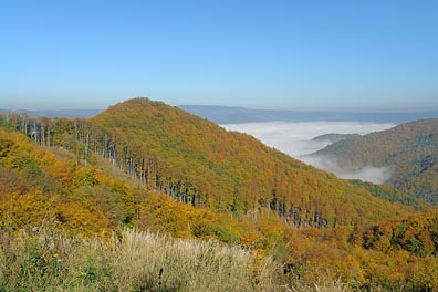 pohled na Stříbrný roh, údolí Labe