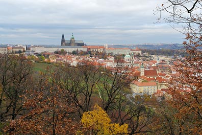 pohled na Pražský hrad z Petřína