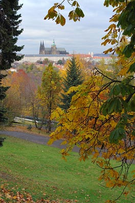 pohled na Pražský hrad z Petřína