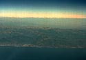 moře, Apeniny, Pádská nížina, Alpy z letadla