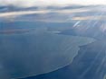 pohled z letadla na Magaljančův průliv
