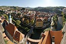 pohled na Český krumlov z věže zámku